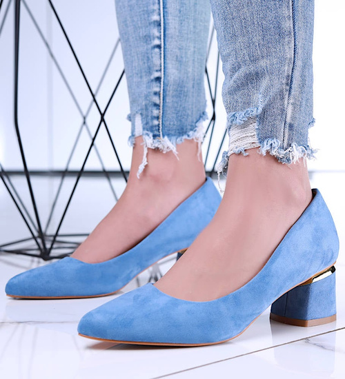 Niebieskie czółenka na niskim obcasie Seastar /D7-2 15646 T343/