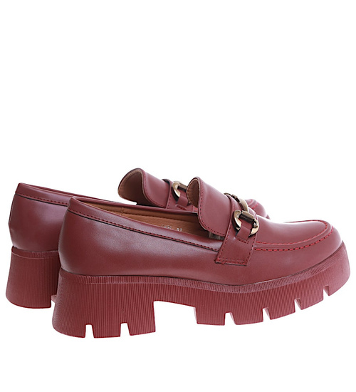 Bordowe loafersy damskie /D9-3 16849 G282/