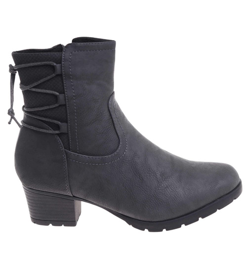 Zimowe szare botki na niskim obcasie /F5-3 18506 T386/