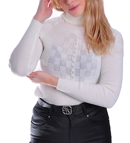 Damski golf z guziczkami Ecru /D1-1 UB383 T197/