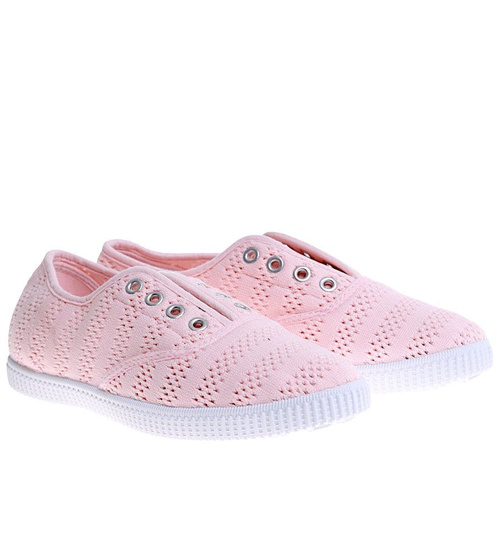 Koronkowe wsuwane różowe tenisówki /B2-2 16167 S1892/