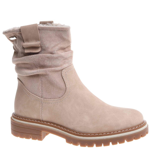 Zimowe botki saszki z ociepleniem Beżowe /B6-1 18546 G388/