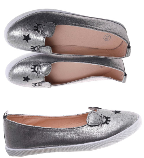 Baleriny dziewczęce Szare buty dla dziecka /F8-1 17763 T100/
