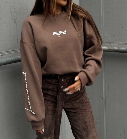 Brązowa bluza damska z logo Lamanuel /H UB614 L159/