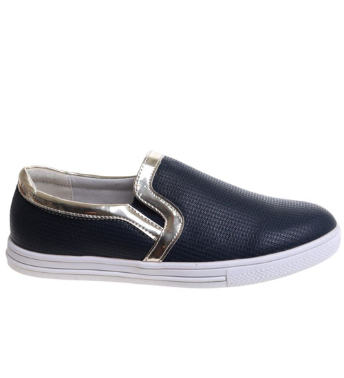 Dziewczęce granatowe trampki slip on /F5-1 11713 T193/