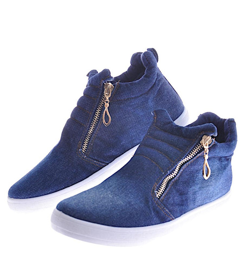 Jeansowe wsuwane trampki granatowe /G7-2 12448 T293/