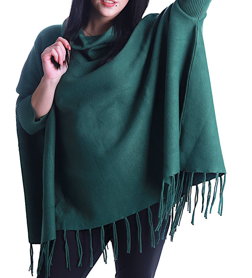 Oversizowe zielone ponczo narzutka Minouu /H UB627 L917/