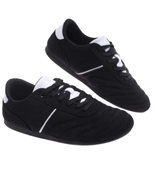 Czarne sneakersy damskie zamszowe /C4-3 18800 W282/