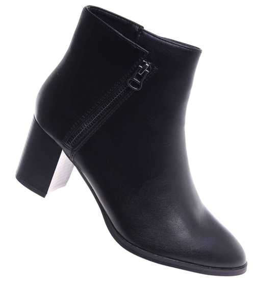 Wizytowe botki zimowe na obcasie /F10-3 18522 G384/
