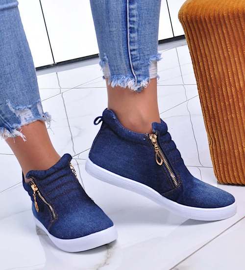 Jeansowe wsuwane trampki granatowe /G7-2 12448 T293/