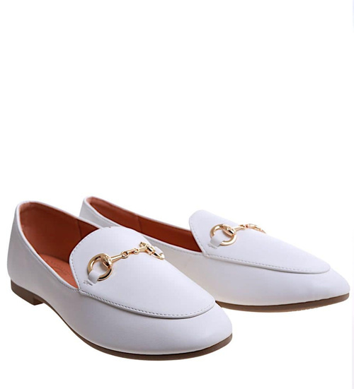 Wsuwane białe baleriny lordsy /C6-3 17198 G18-45/