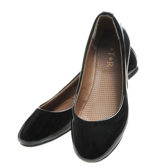 Lakierowane czarne balerinki /F10-3 4591 S079/