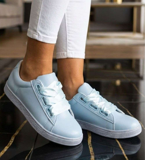 Wiązane trampki damskie pastelowe Baby Blue /A3-3 17510 W192/
