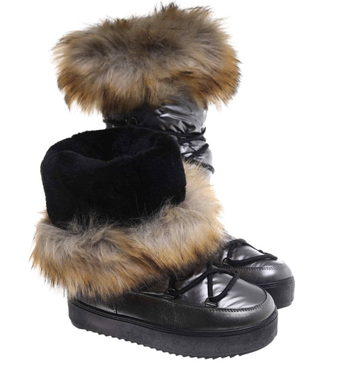 Ocieplane kozaki śniegowce eskimoski Grafitowe /C4-1 18608 T400/