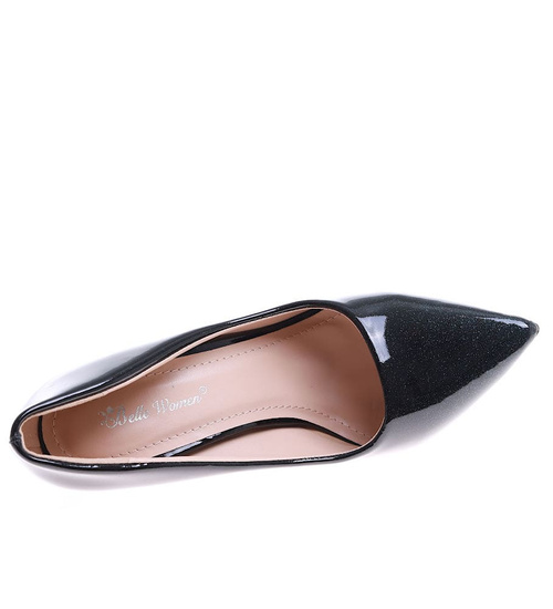 Granatowe czółenka damskie na wysokiej szpilce /G7-2 15865 T155/