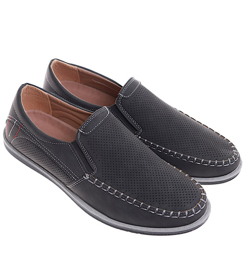 Wsuwane męskie półbuty mokasyny szare /B6-1 16544 T481/