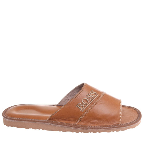 Skórzane męskie klapki domowe z Podhala /D3-1 18534 S196/