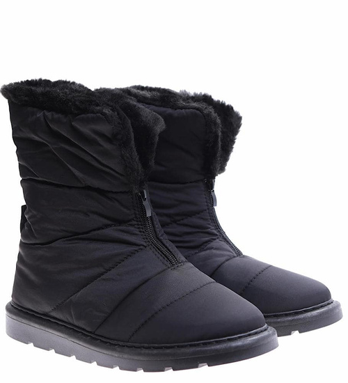 Czarne kozaki śniegowce z futerkiem /G11-3 17008 G284/