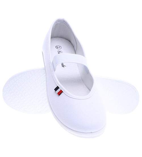 Białe wsuwane balerinki tenisówki czeszki / F2-1 15557 T293/