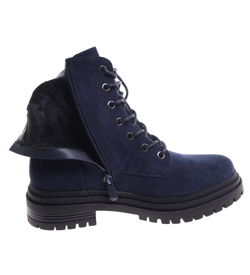 Granatowe botki trapery z ociepleniem /i6-4 h2 18446 T432/