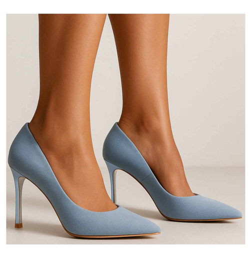 Szpilki czółenka damskie Błękitne /E2-2 17767 G156/