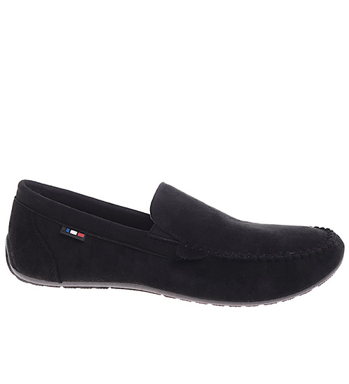 Czarne półbuty męskie zamszowe mokasyny /F6-2 16772 S395/