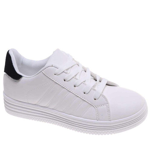 Białe buty trampki damskie na niskiej platformie /A6-2 18659 T2/