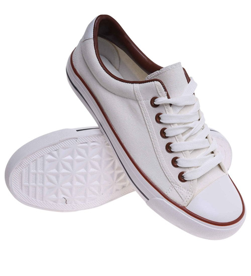 Klasyczne damskie trampki Białe /E2-3 14443 S143/