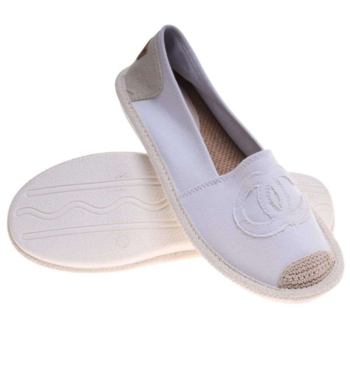 Wsuwane baleriny białe espadryle /E3-2 18725 T188/