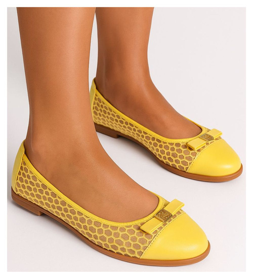 Przewiewne damskie baleriny Żółte /F10-2 10265 S098/