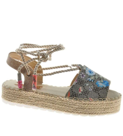 Modne espadryle na platformie Seastar Khaki /E3-2 8884 S500/