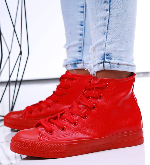 Wysokie czerwone trampki damskie /A2-1 16748 G9-84/