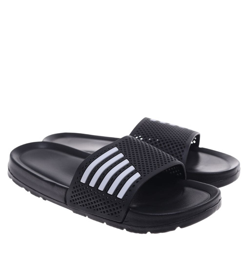 Klapki damskie na basen wodoodporne czarne ażurowe /F7-1 18638 T187/