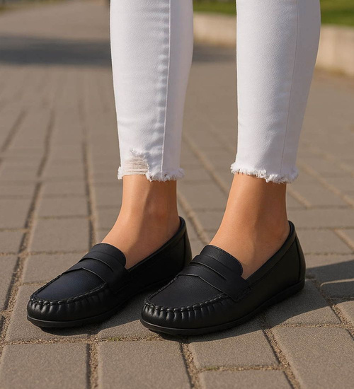 Wsuwane czarne baleriny lordsy /H2 18470 W7-38/