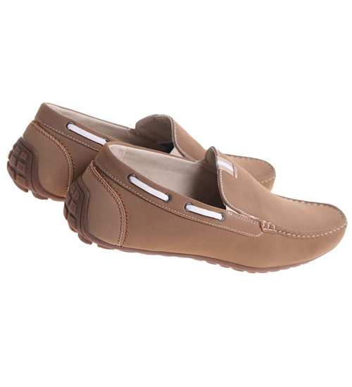 Mokasyny męskie Beżowe wsuwane półbuty /E9-3 17818 T345/