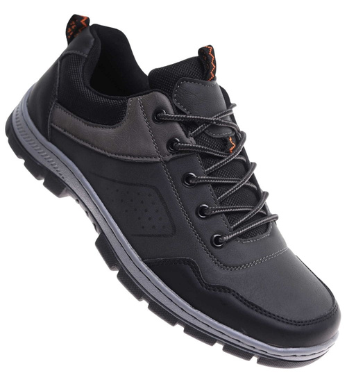 Buty trekkingowe Szare wiązane /A1-3 18016 T484/