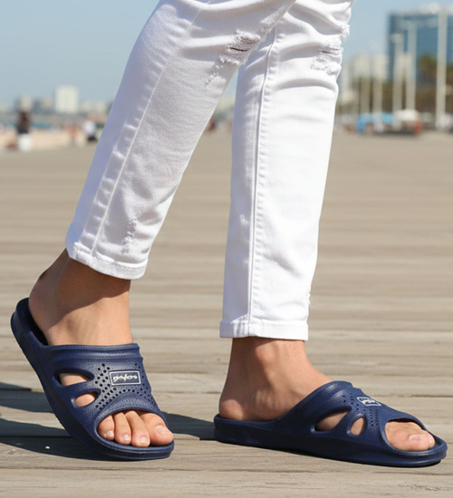 Klapki męskie na basen wodoodporne granatowe /E2-1 11703 T195/