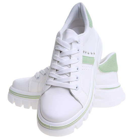 Białe trampki damskie na platformie /C1-3 13685 S247/