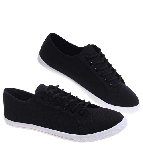 Sznurowane czarne trampki męskie z tkaniny /C1-2 18732 T280/