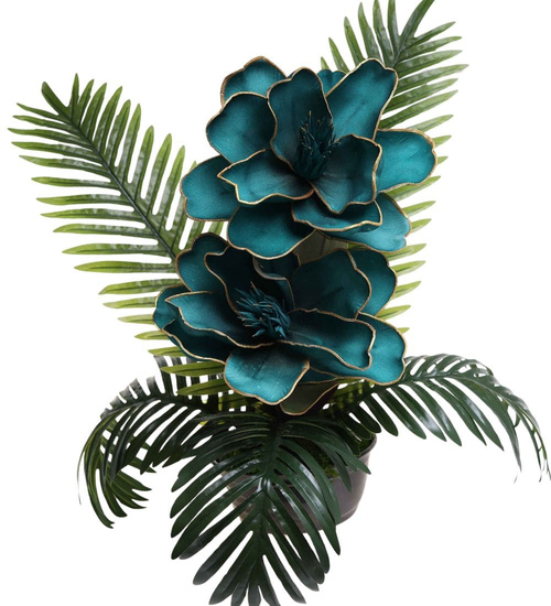 Duży stroik niebieskie kwiaty KOMP156 M500