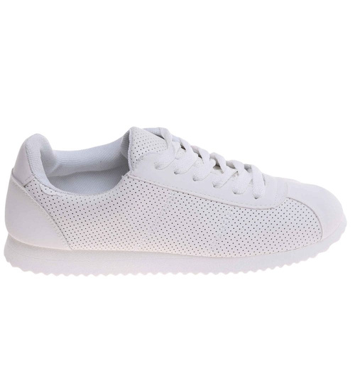 Białe damskie buty sportowe sznurowane sneakersy /E4-3 18664 T107/