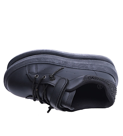 Czarne trampki dziewczęce na platformie /E7-3 14765 T513/