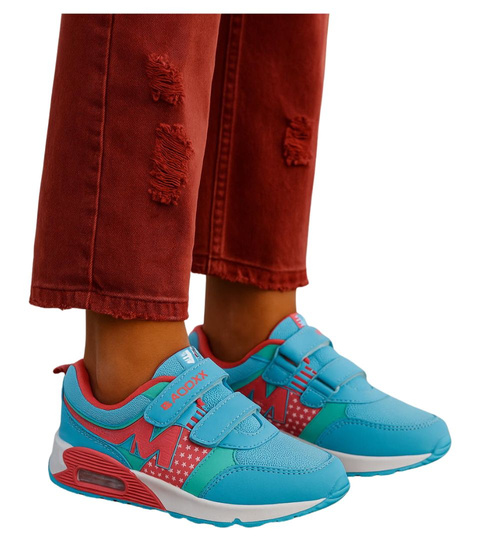 Niebieskie dziewczęce sneakersy na rzepy /G9-3 18130 T292/
