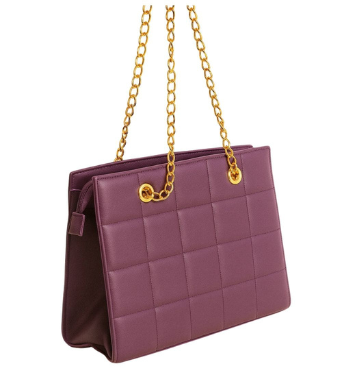 Fioletowa torebka kuferek z łańcuszkiem i paskiem /H2 K28 TB671 G195/