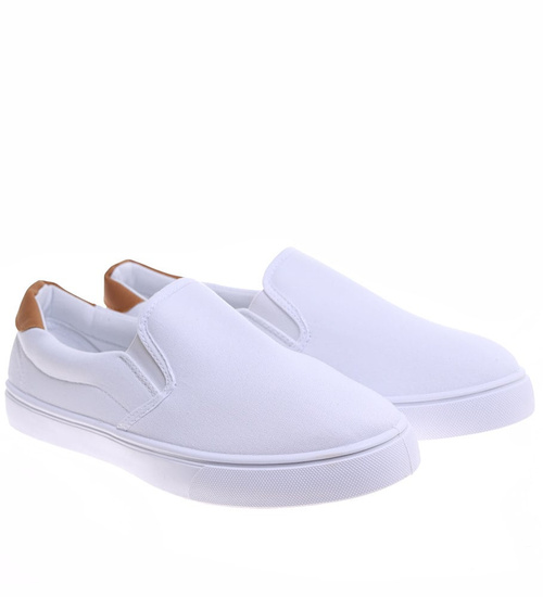 Biało brązowe męskie trampki slip on /C1-3 16513 T284/