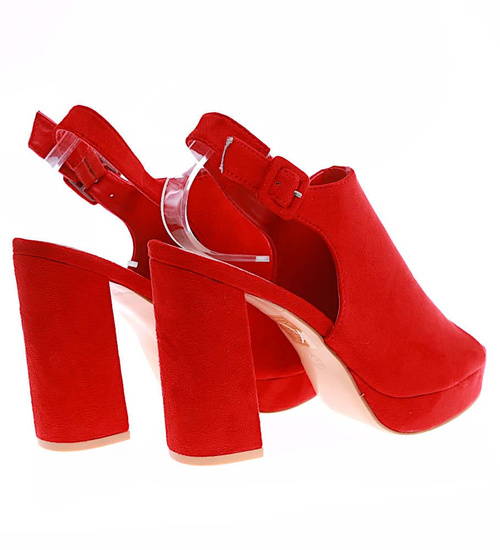 Kobiece sandały na słupku CZERWONE /H2-B1-2 6001 S197/