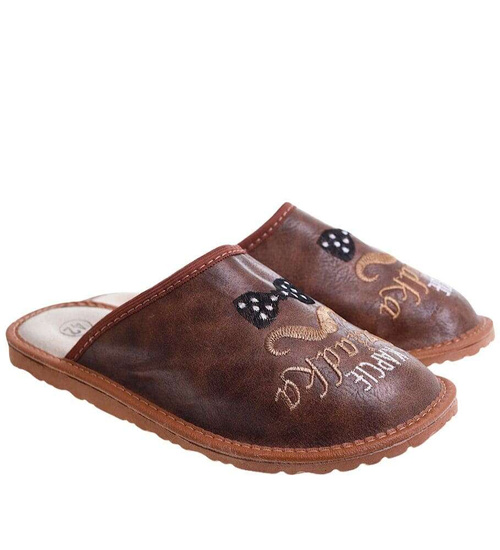 Skórzane brązowe kapcie dla dziadka /G9-1 7375 S199/