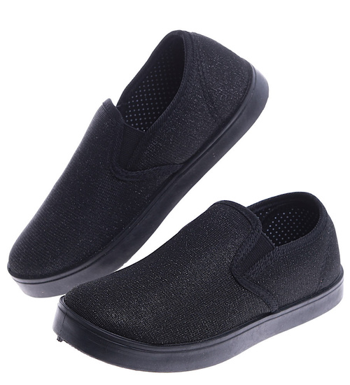 Wsuwane czarne dziewczęce tenisówki slip on /G11-2 14828 T116/