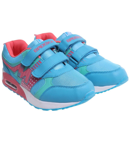 Niebieskie dziewczęce sneakersy na rzepy /G9-3 18130 T292/