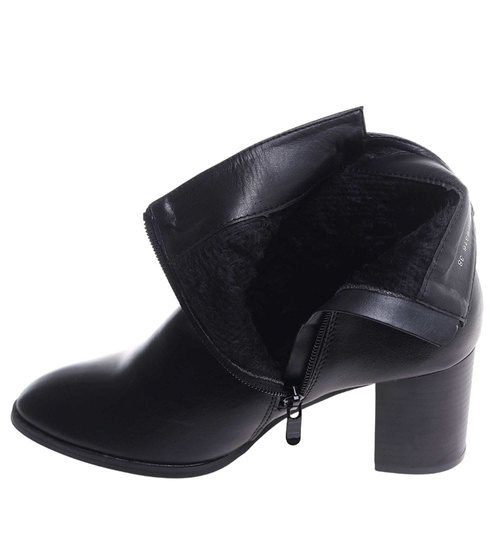 Wizytowe botki zimowe na obcasie /F10-3 18522 G384/